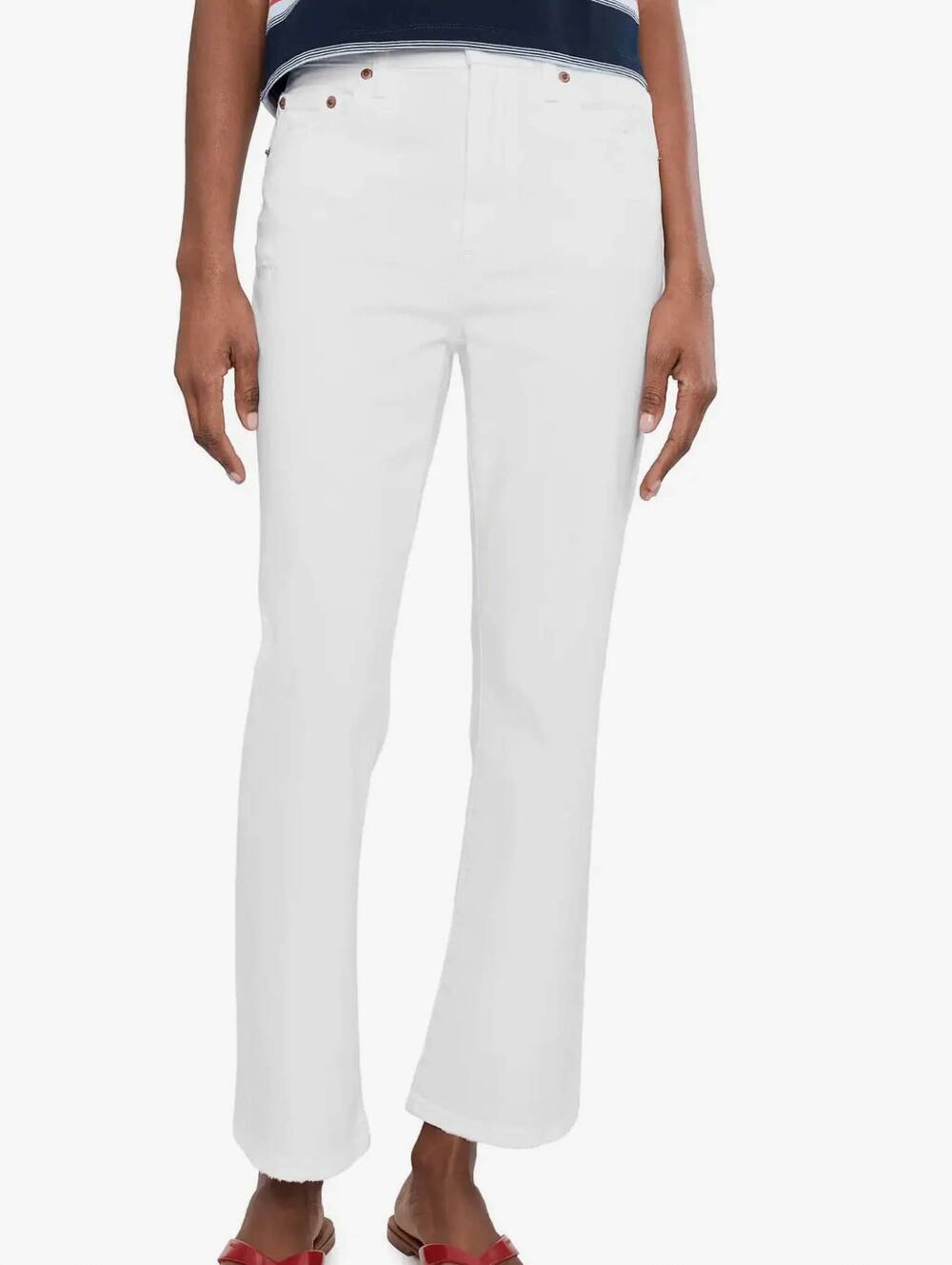 NEW DAZE shy girl high rise crop flare jeans in white